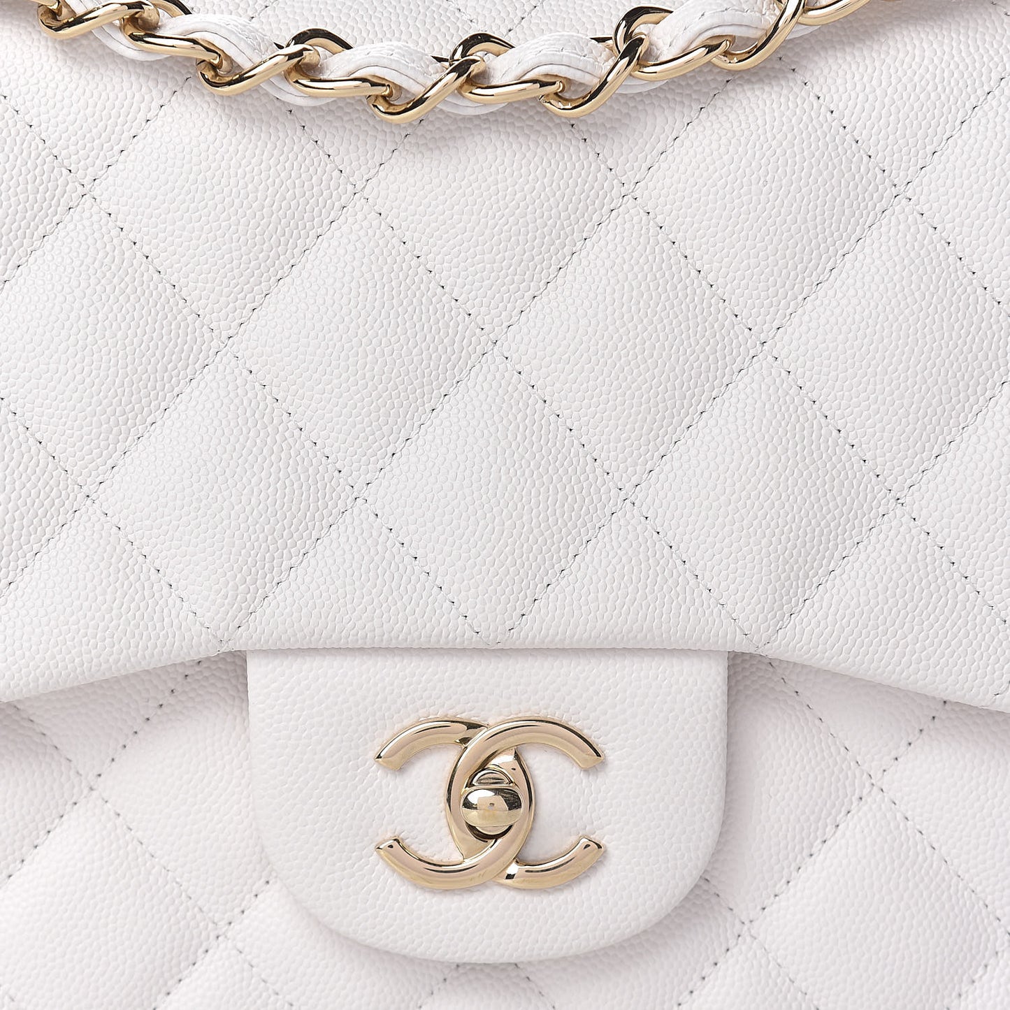 Caviar Quilted Jumbo Double Flap White