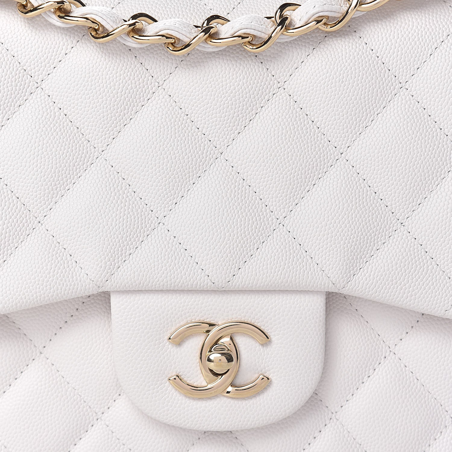 Chanel Caviar Quilted Jumbo Double Flap White 10 of 12