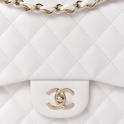 Chanel Caviar Quilted Jumbo Double Flap White 10 of 12