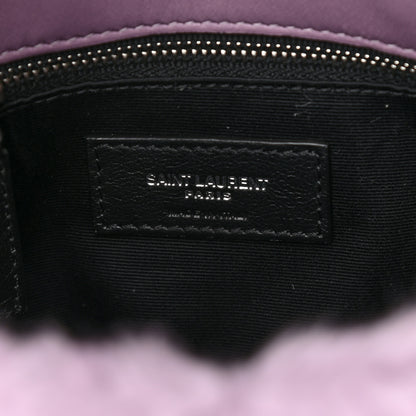 Saint Laurent Merino Shearling Lambskin Quilted Small Loulou Puffer Monogram Chain Satchel Lila 6 of 8