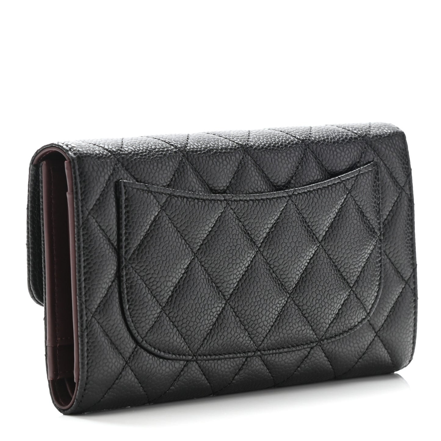 Caviar Quilted Large Flap Wallet Black