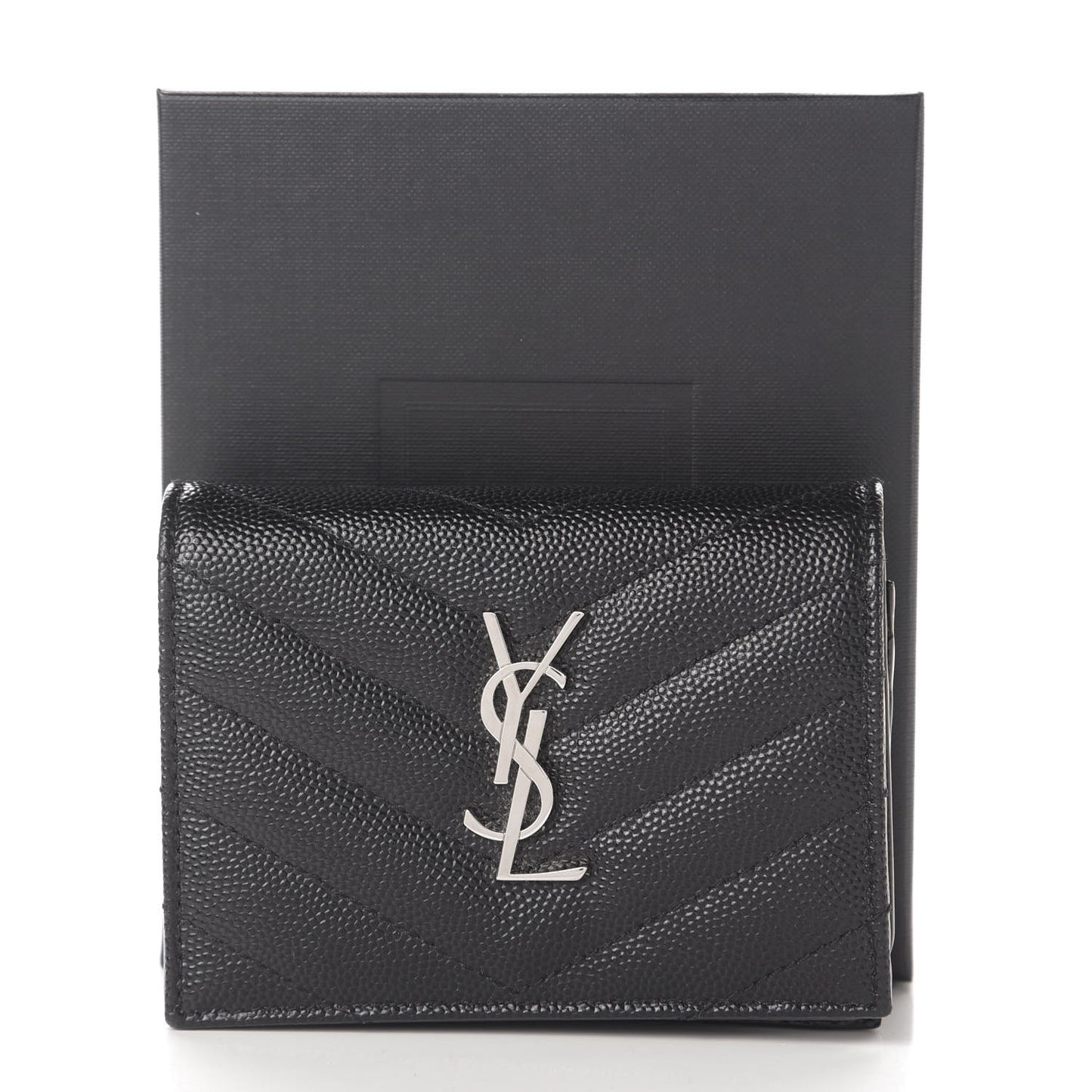 Grain De Poudre Matelasse Chevron Monogram Card Case Black