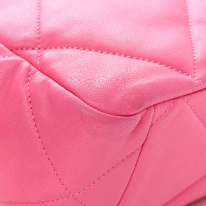 Chanel Lambskin Quilted Chanel 19 East West Shopping Bag Dark Pink 12 of 12