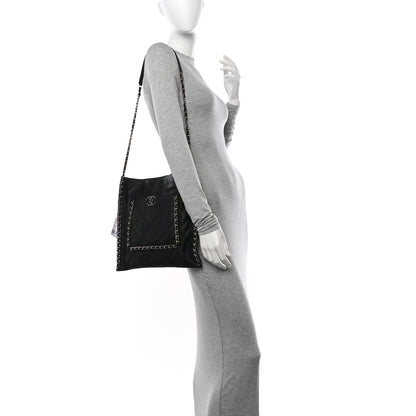 Chanel Calfskin Quilted Chain Flat Tote Black 2 of 10