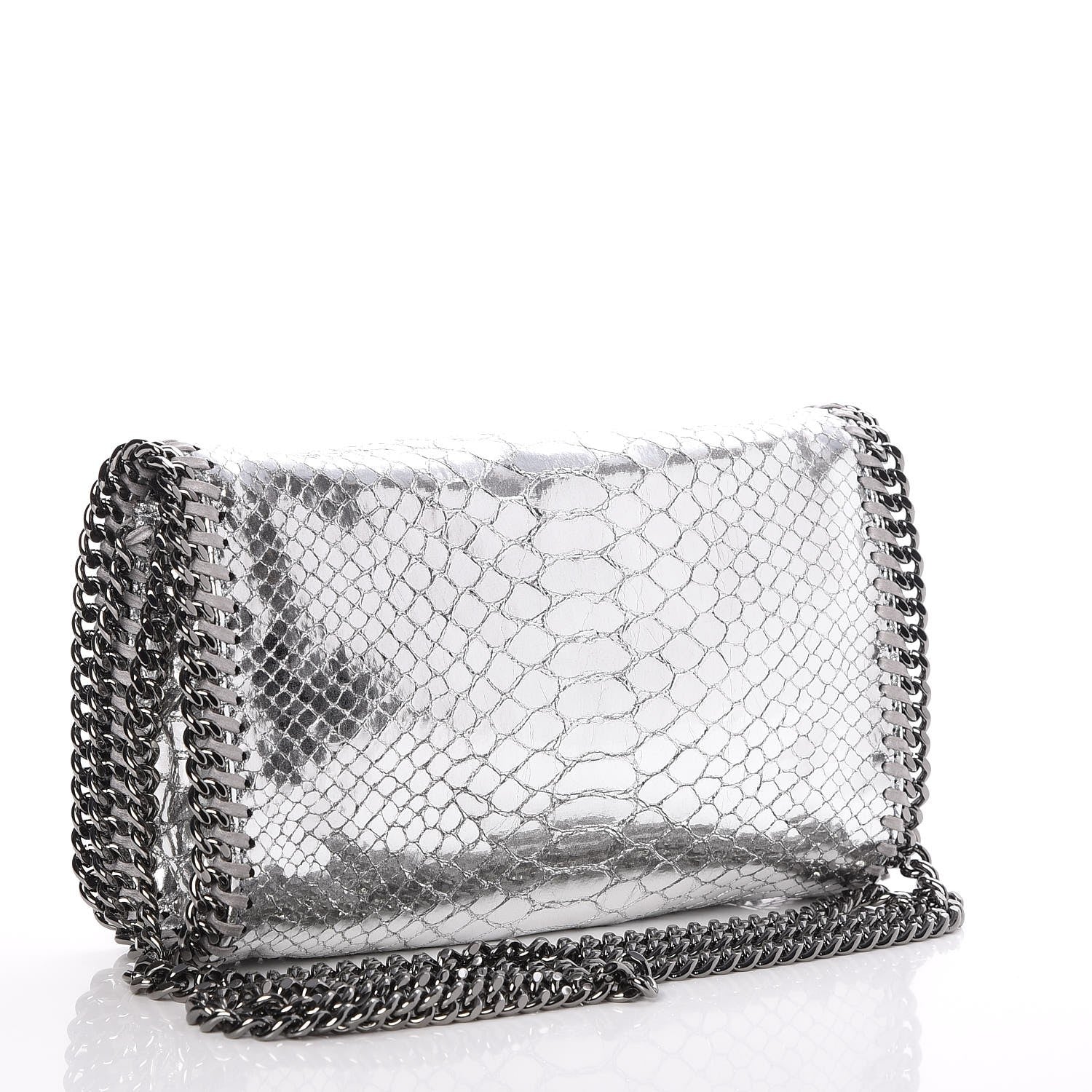 Stella McCartney Metallic Eco Python Falabella Crossbody Silver 3 of 8