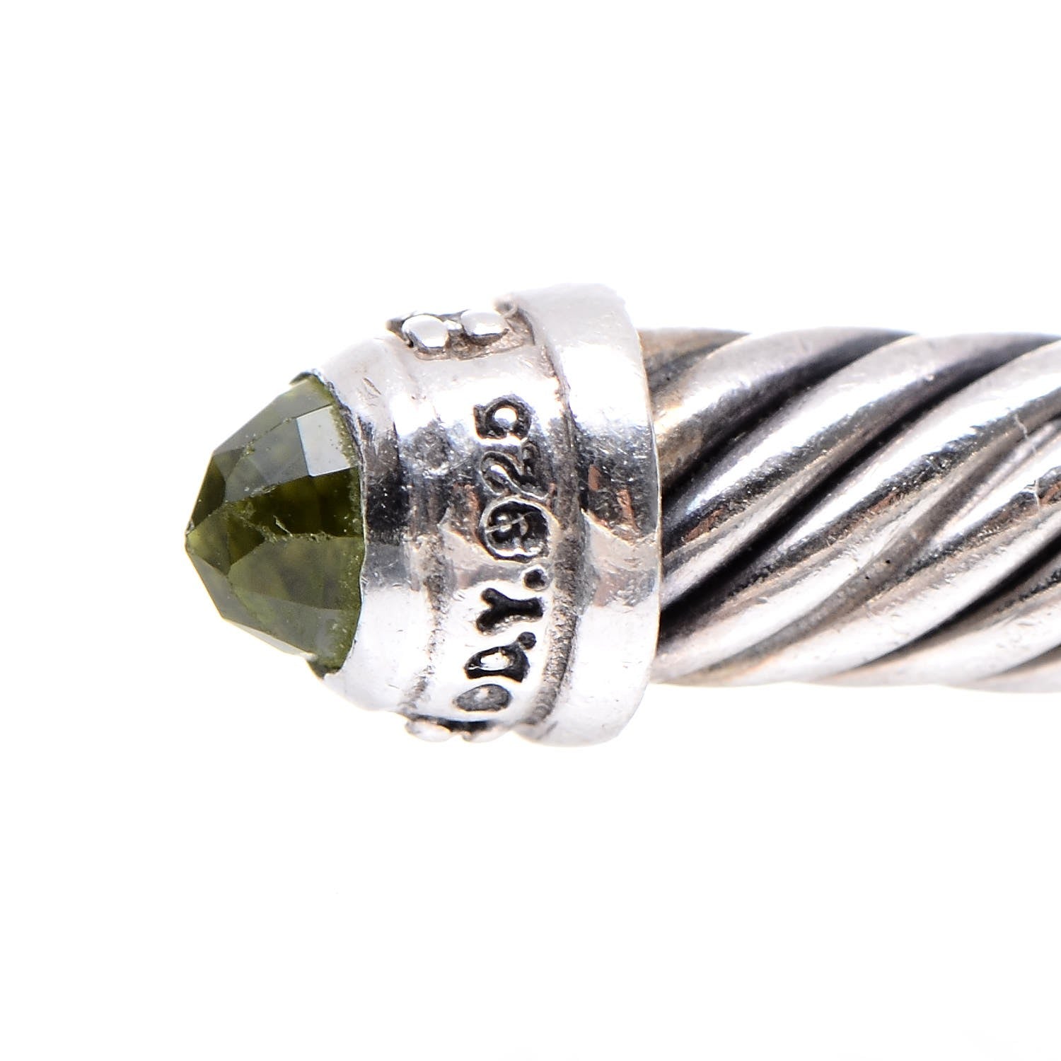 David Yurman Sterling Silver Diamond Peridot 5mm Cable Classics Bracelet 4 of 5