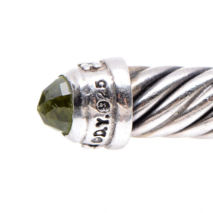 David Yurman Sterling Silver Diamond Peridot 5mm Cable Classics Bracelet 4 of 5