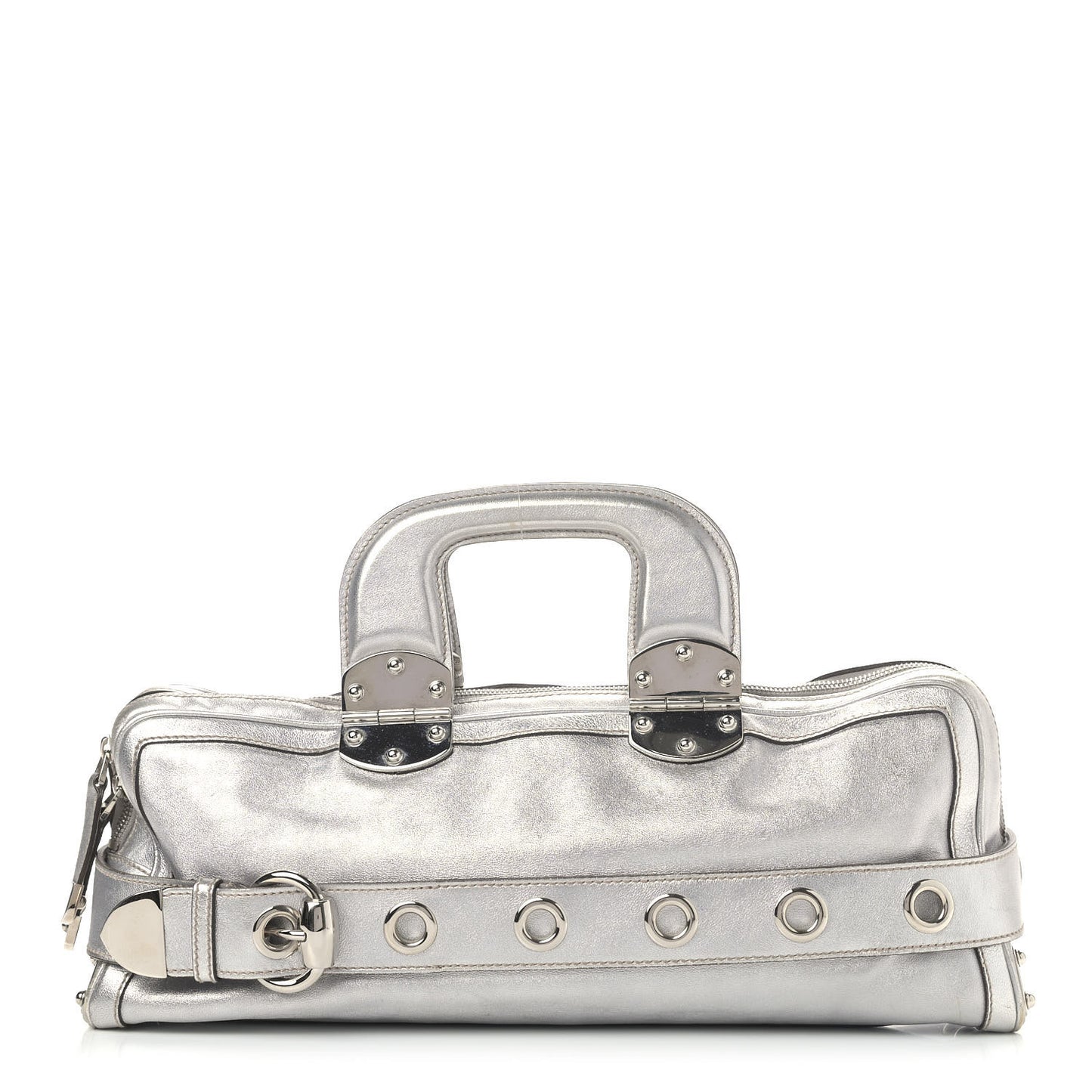 Metallic Calfskin Romy Boston Silver