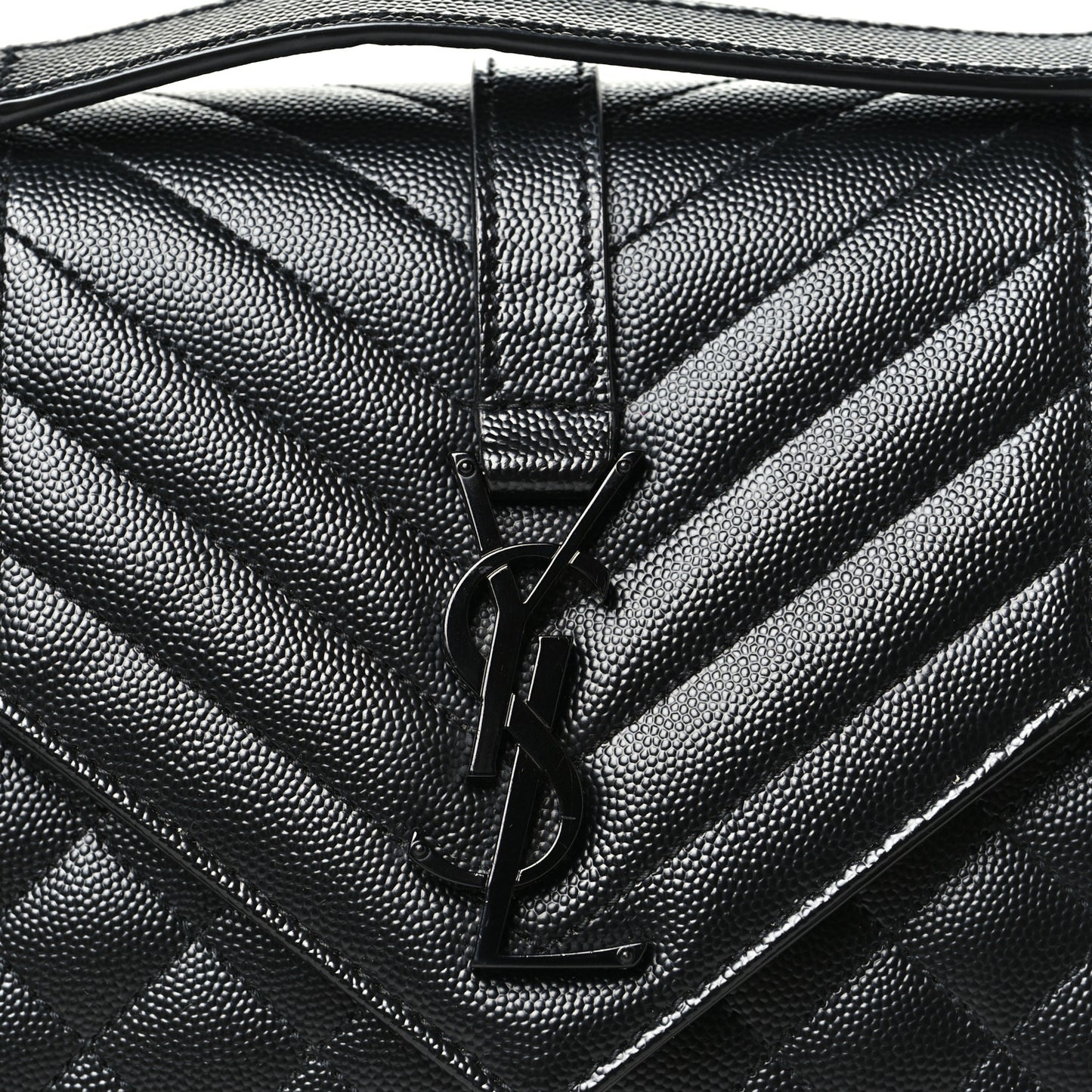 Grain De Poudre Textured Mixed Matelasse Triquilt Medium Monogram Monochrome Satchel Black