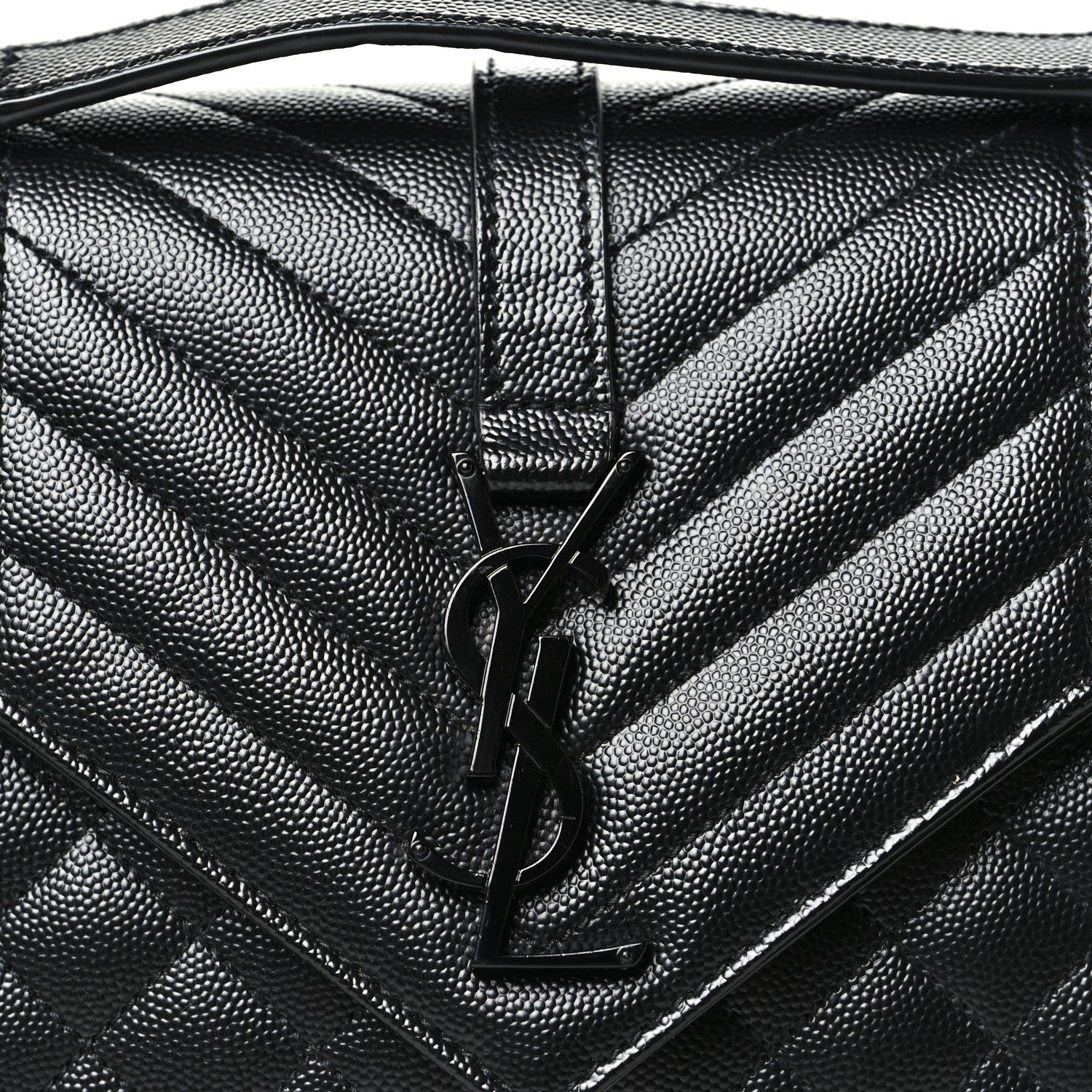 Saint Laurent Grain De Poudre Textured Mixed Matelasse Triquilt Medium Monogram Monochrome Satchel Black 7 of 10