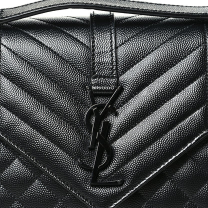 Saint Laurent Grain De Poudre Textured Mixed Matelasse Triquilt Medium Monogram Monochrome Satchel Black 7 of 10