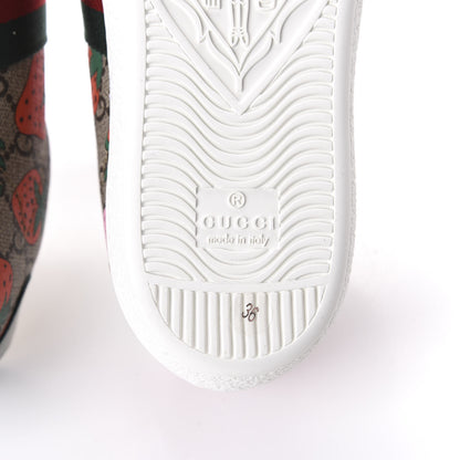Gucci GG Supreme Monogram Strawberry Web Womens Ace Sneakers 36 Beige Multicolor Red Green 9 of 10