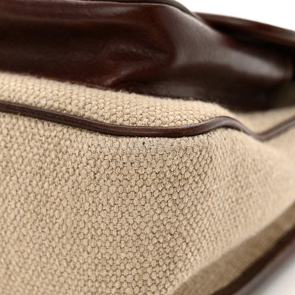 Saint Laurent Cotton Canvas Vintage Calfskin Monogram Medium Niki Chain Satchel Natural Chocolate 13 of 14