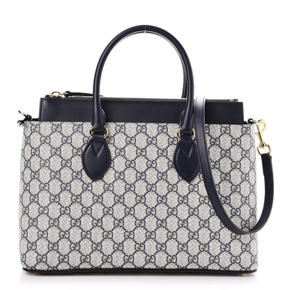 Gucci GG Supreme Monogram Small Zip Top Tote Beige Blue 1 of 8