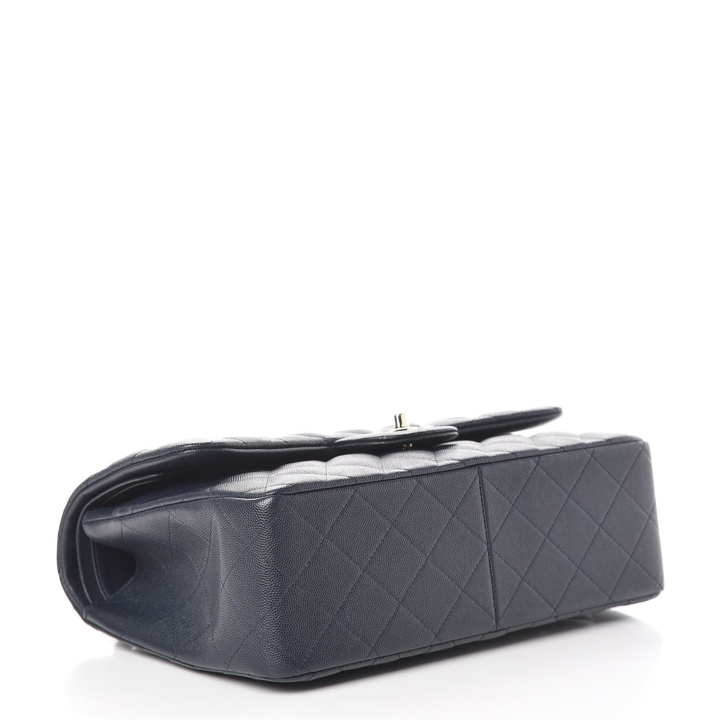 Caviar Quilted Jumbo Double Flap Navy Blue