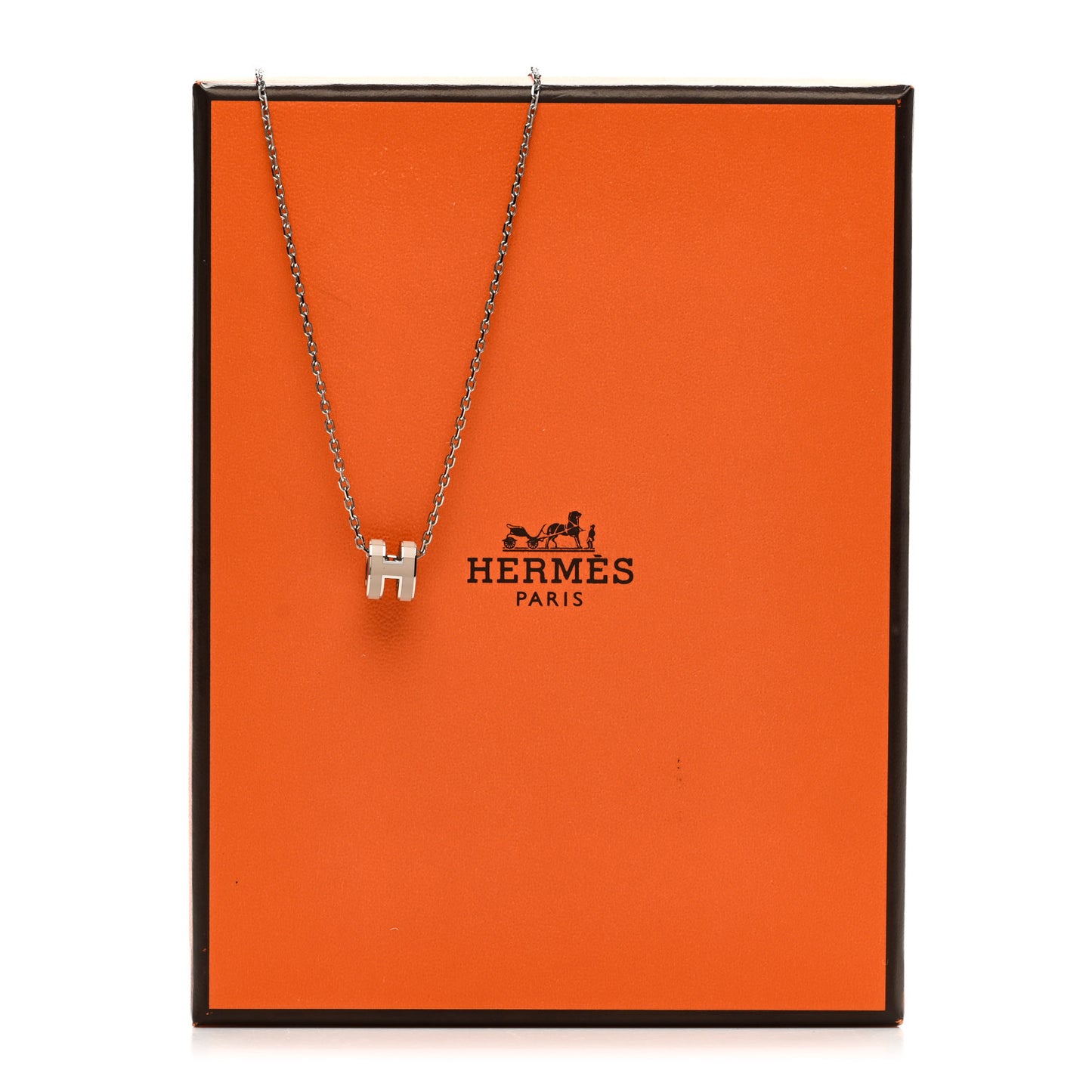 Palladium Mini Pop H Pendant Necklace Marron Glace