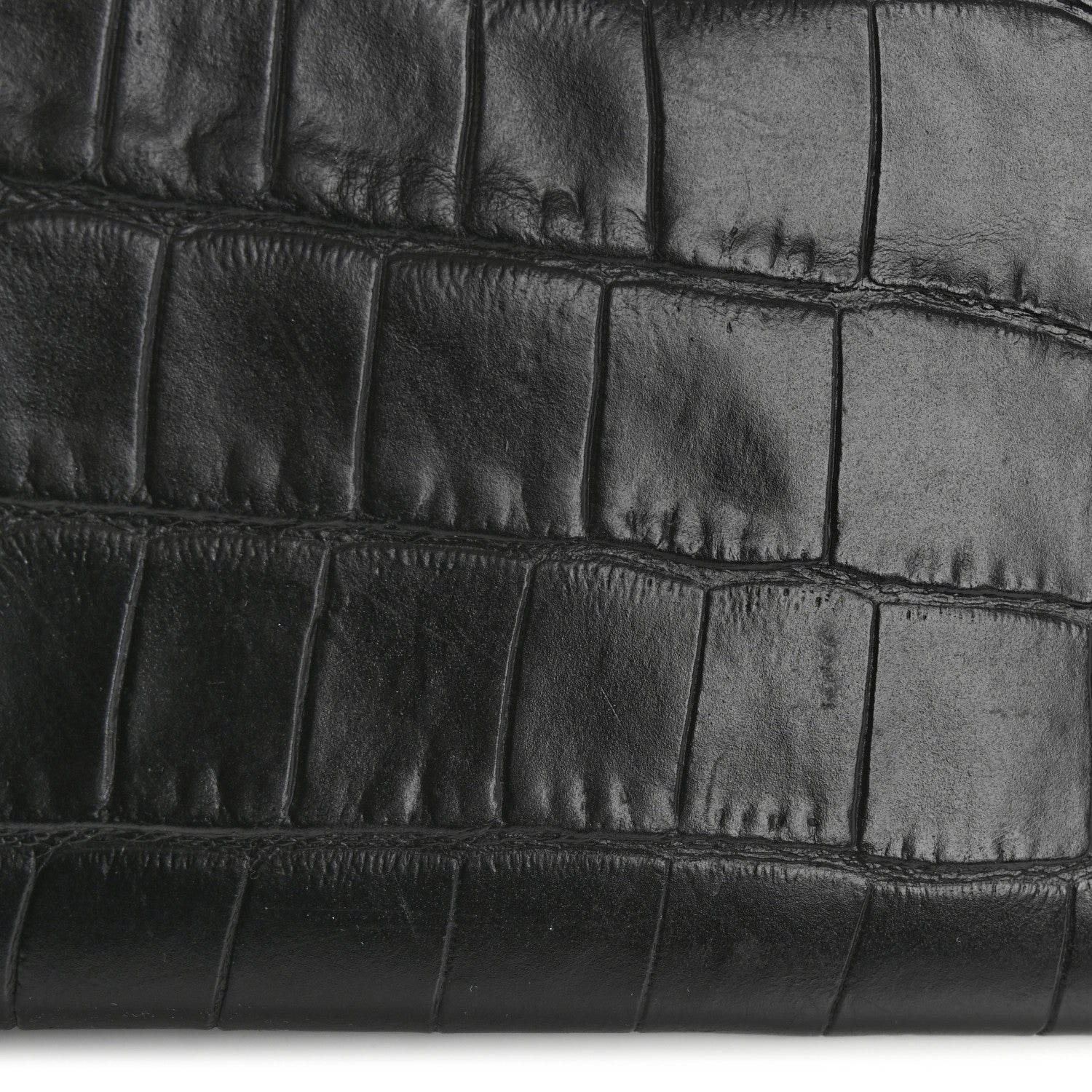 Alexander McQueen Calfskin Crocodile Embossed Knuckle Flat Clutch Black 9 of 11