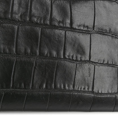 Alexander McQueen Calfskin Crocodile Embossed Knuckle Flat Clutch Black 9 of 11