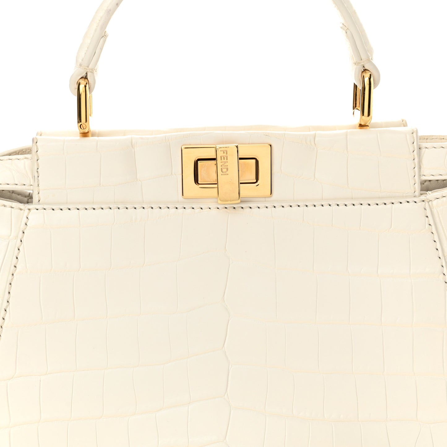 Shiny Crocodile Shiny Nappa Mini Peekaboo Iconic Satchel White