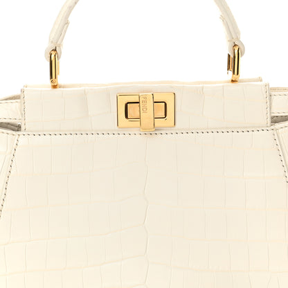Fendi Shiny Crocodile Shiny Nappa Mini Peekaboo Iconic Satchel White 8 of 12