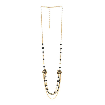 Chanel Crystal Beaded CC Heart Long Necklace Gold Black 3 of 6