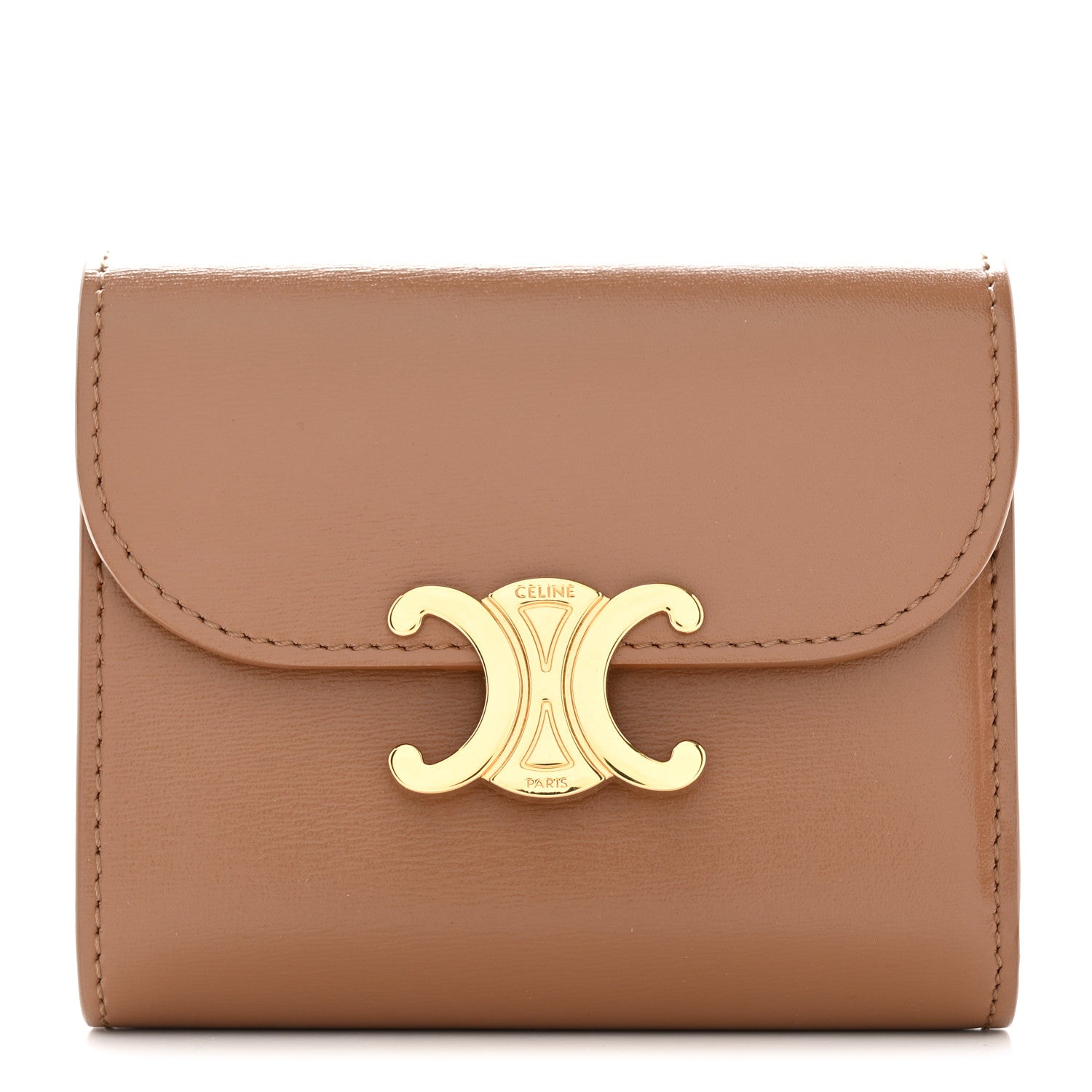 Celine Shiny Smooth Lambskin Small Triomphe Wallet Bronze 1334128