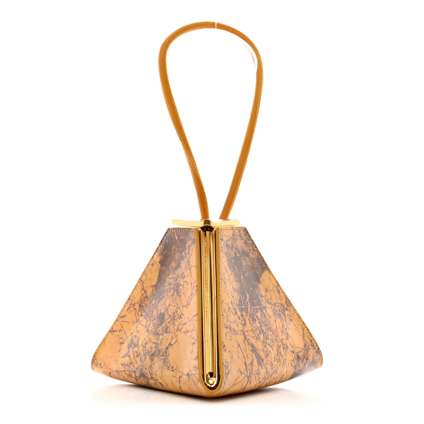 Spazzolato Calfskin Pyramid Bag Gold Marble