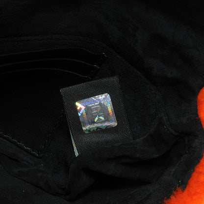 Fendi Shearling Nappa Mini Be Baguette Shoulder Bag Arancio Black 6 of 9