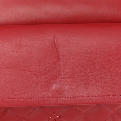 Chanel Patent Quilted Jumbo Double Flap Red 12 of 17