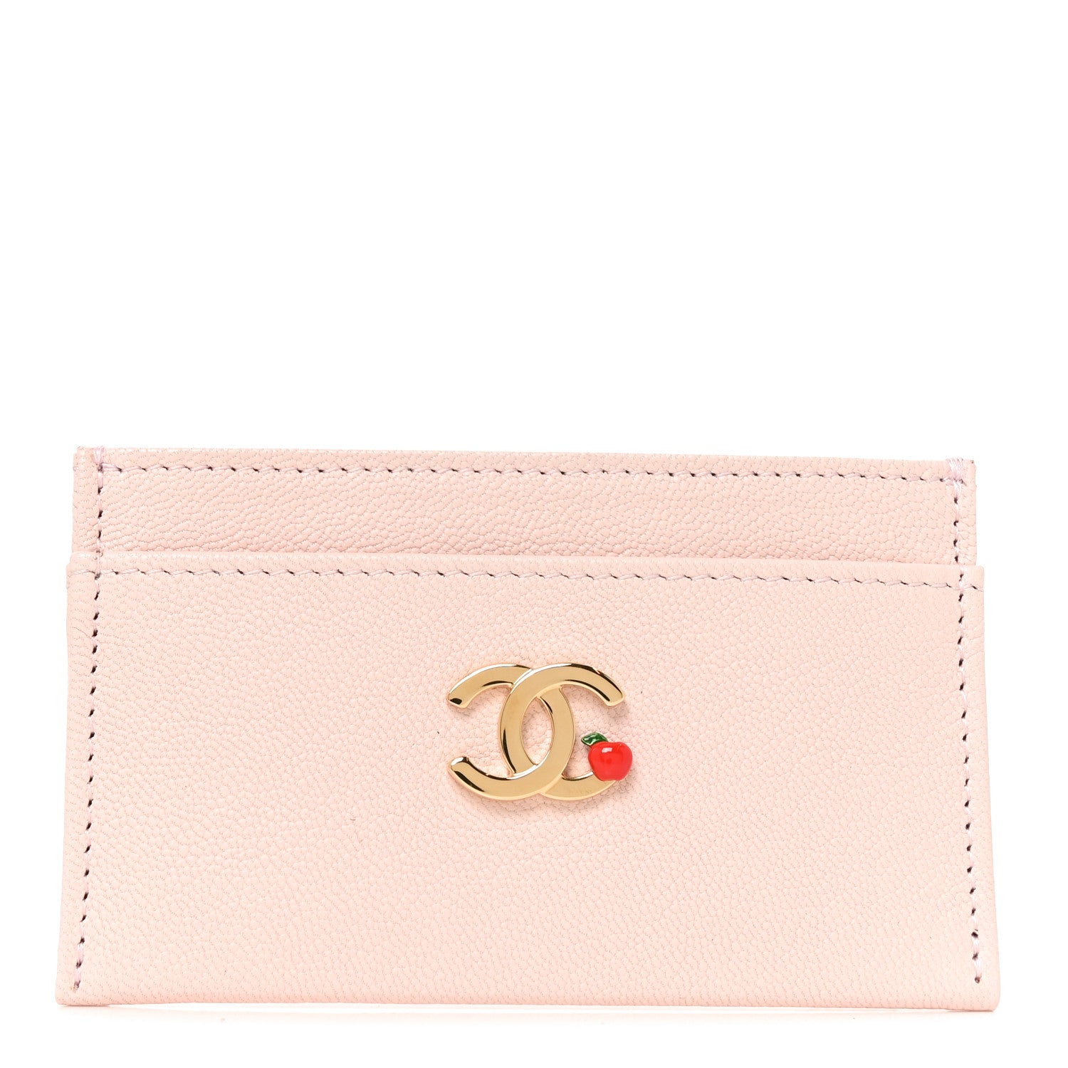 Chanel Grained Goatskin CC Apple Card Holder Light Pink 1 of 8