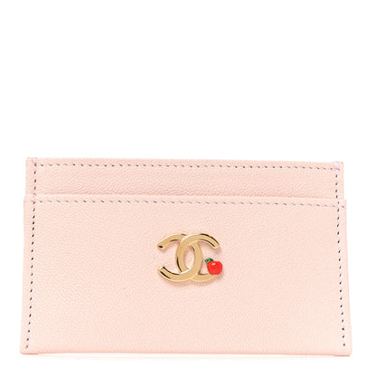 Chanel Grained Goatskin CC Apple Card Holder Light Pink 1 of 8