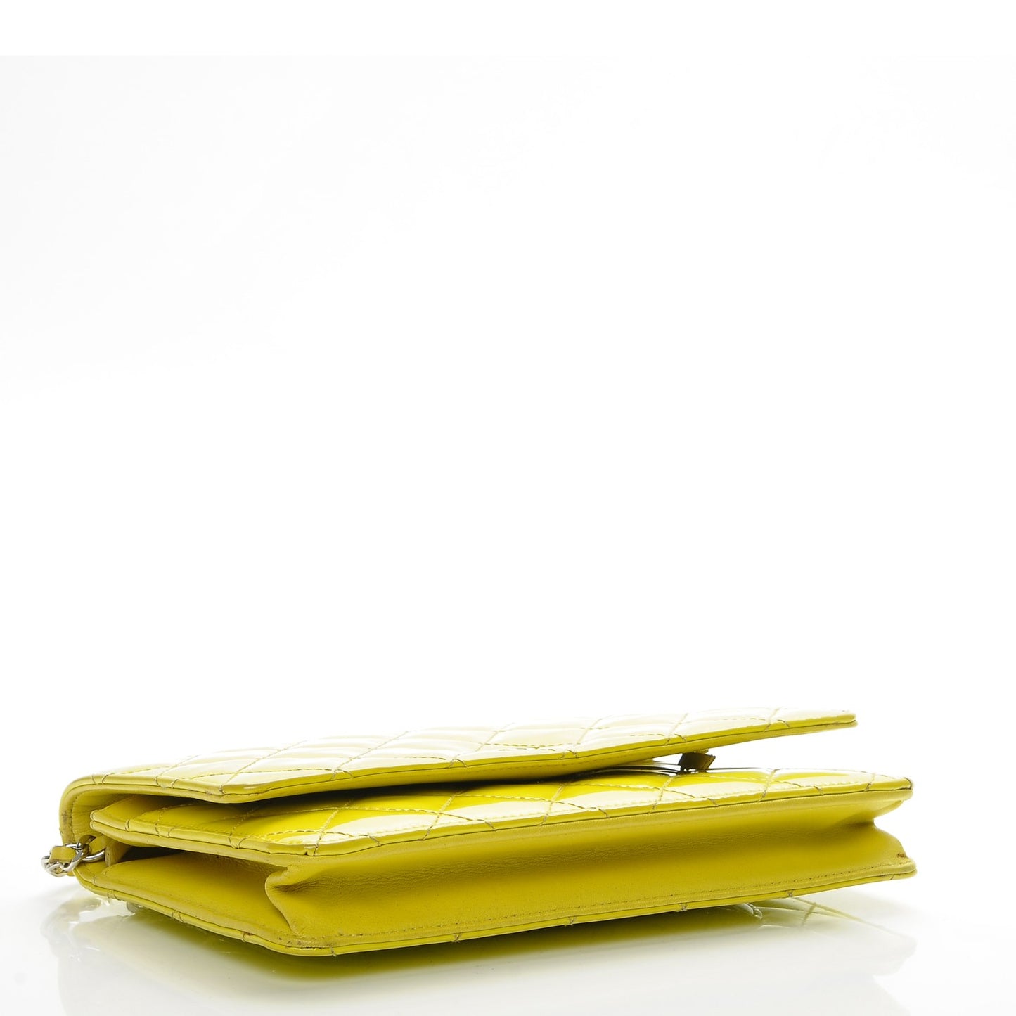 Patent Quilted Wallet On Chain WOC Yellow