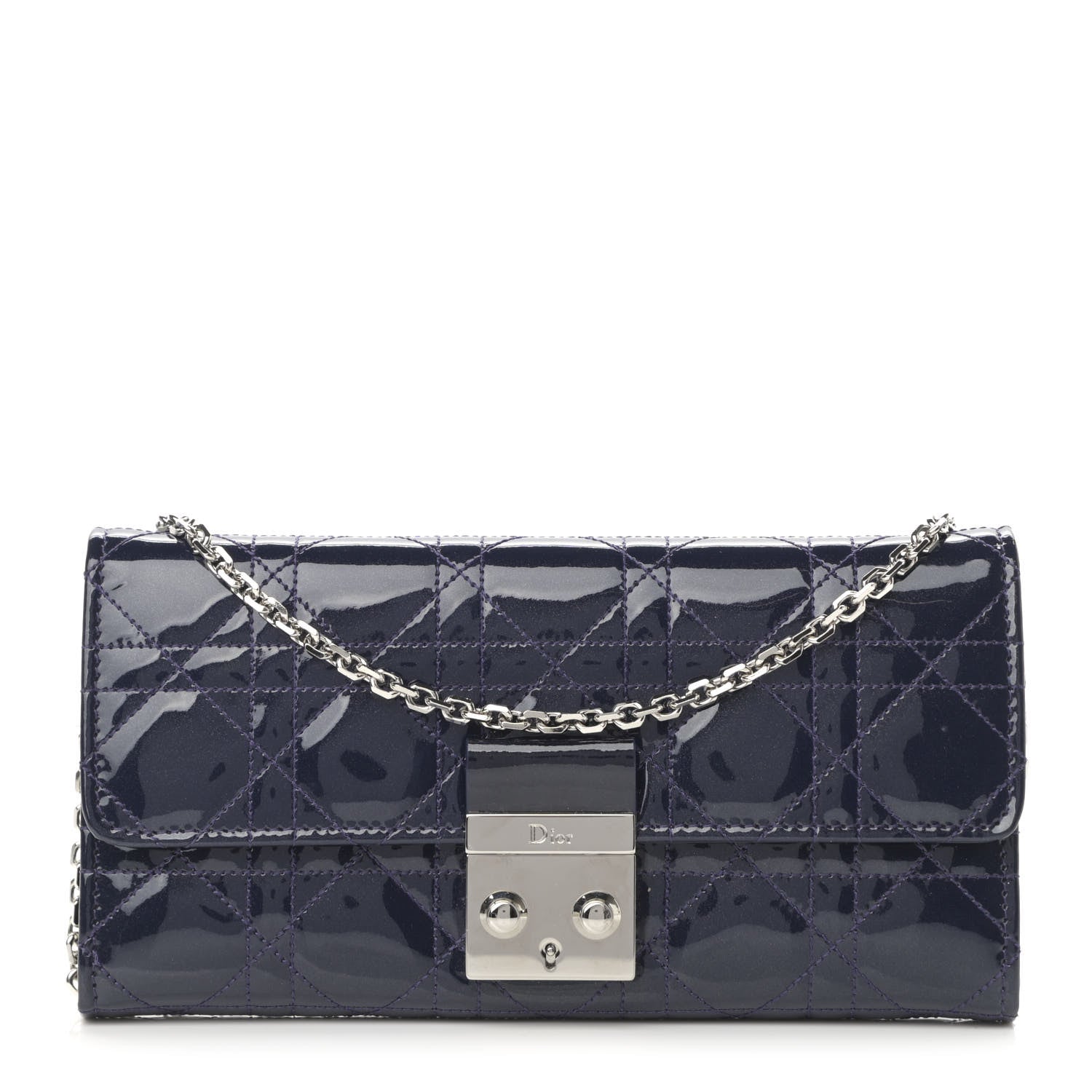 Christian Dior Patent Cannage Miss Dior Chain Wallet Purple 1 of 12