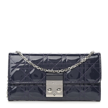 Christian Dior Patent Cannage Miss Dior Chain Wallet Purple 1 of 12