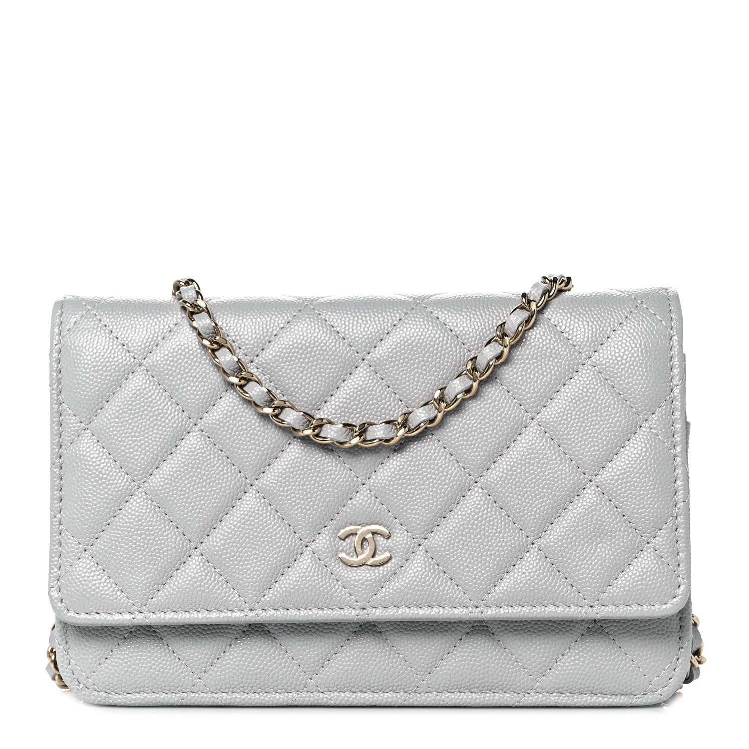 Chanel Caviar Quilted Wallet On Chain WOC Grey 2 of 14