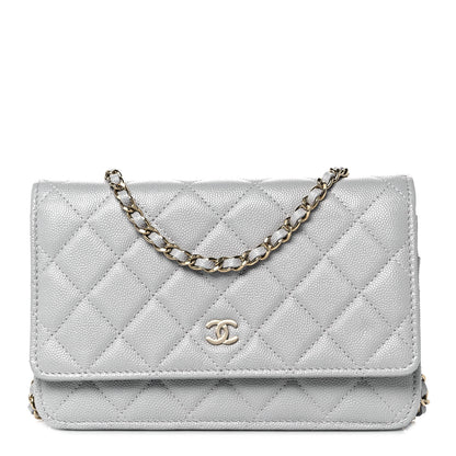 Chanel Caviar Quilted Wallet On Chain WOC Grey 2 of 14