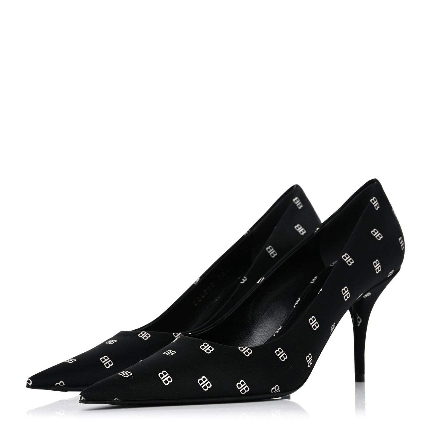 Crepe Satin BB Allover Logo Knife 80mm Pumps 38.5 Black