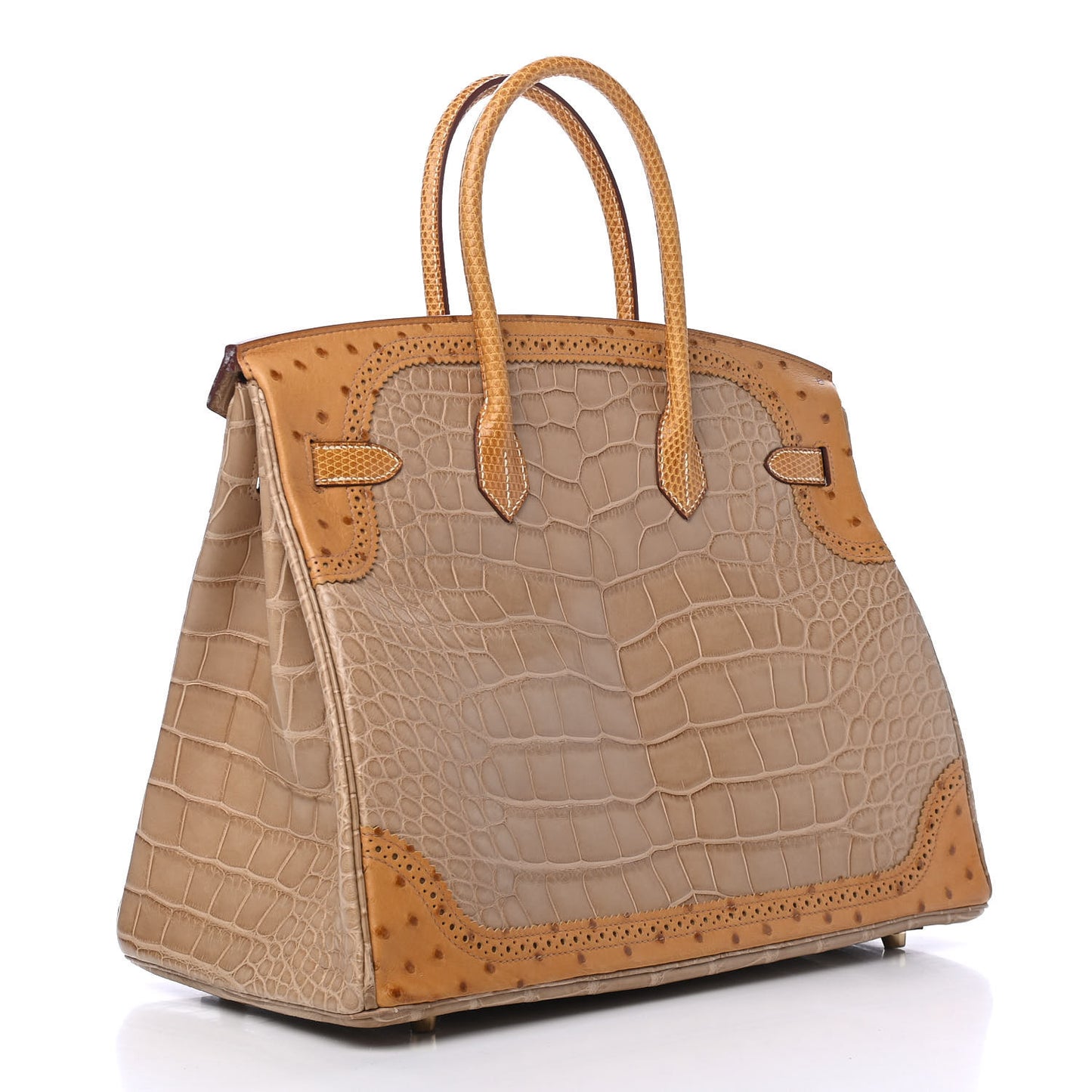 Lizard Alligator Ostrich Grand Marriage Ghillies Birkin 35 Poussiere Tabac Camel Sesame