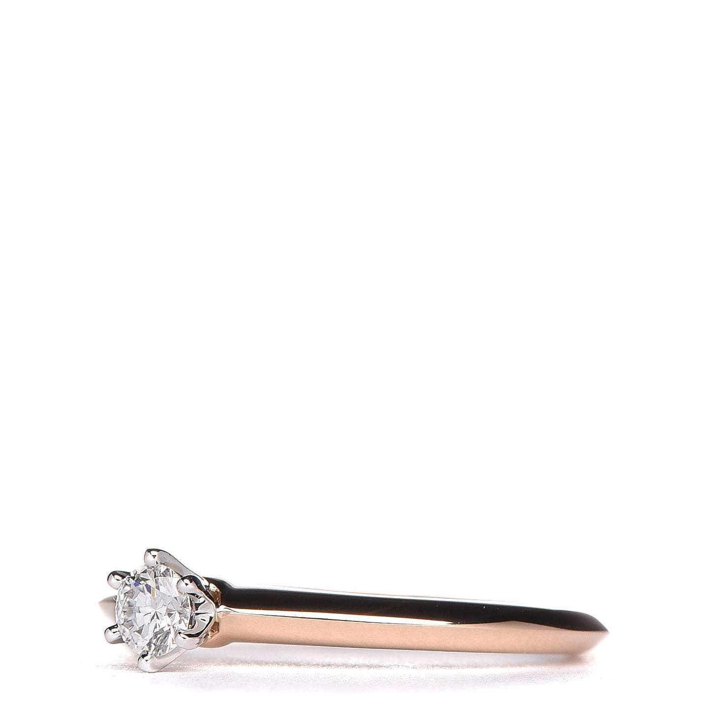 Platinum 18K Rose Gold Diamond .16ct Solitaire Ring 50 5.25