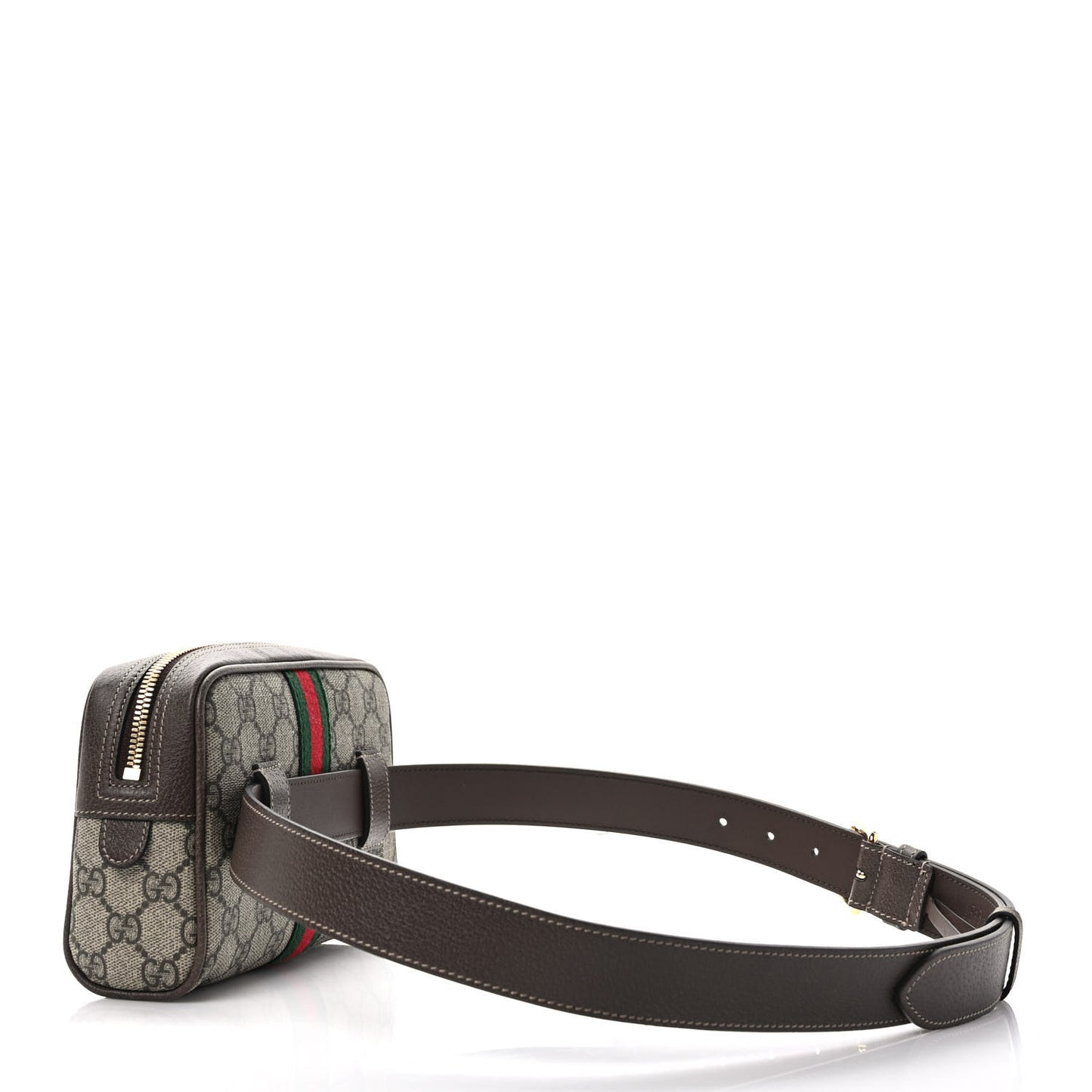 GG Supreme Monogram Web Small Ophidia Belt Bag 95 38 Dark Brown