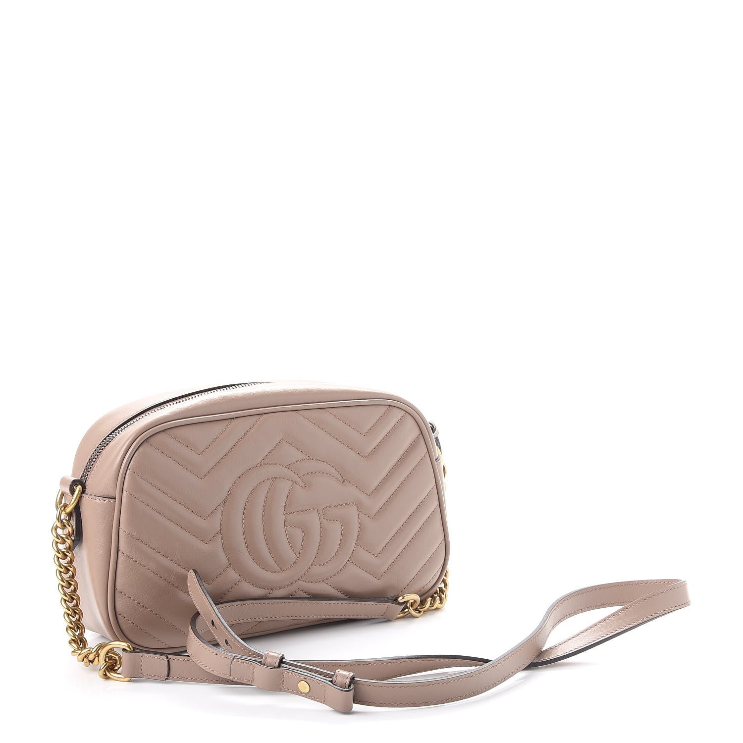 Gucci Calfskin Matelasse Small GG Marmont Chain Shoulder Bag Taupe 3 of 11