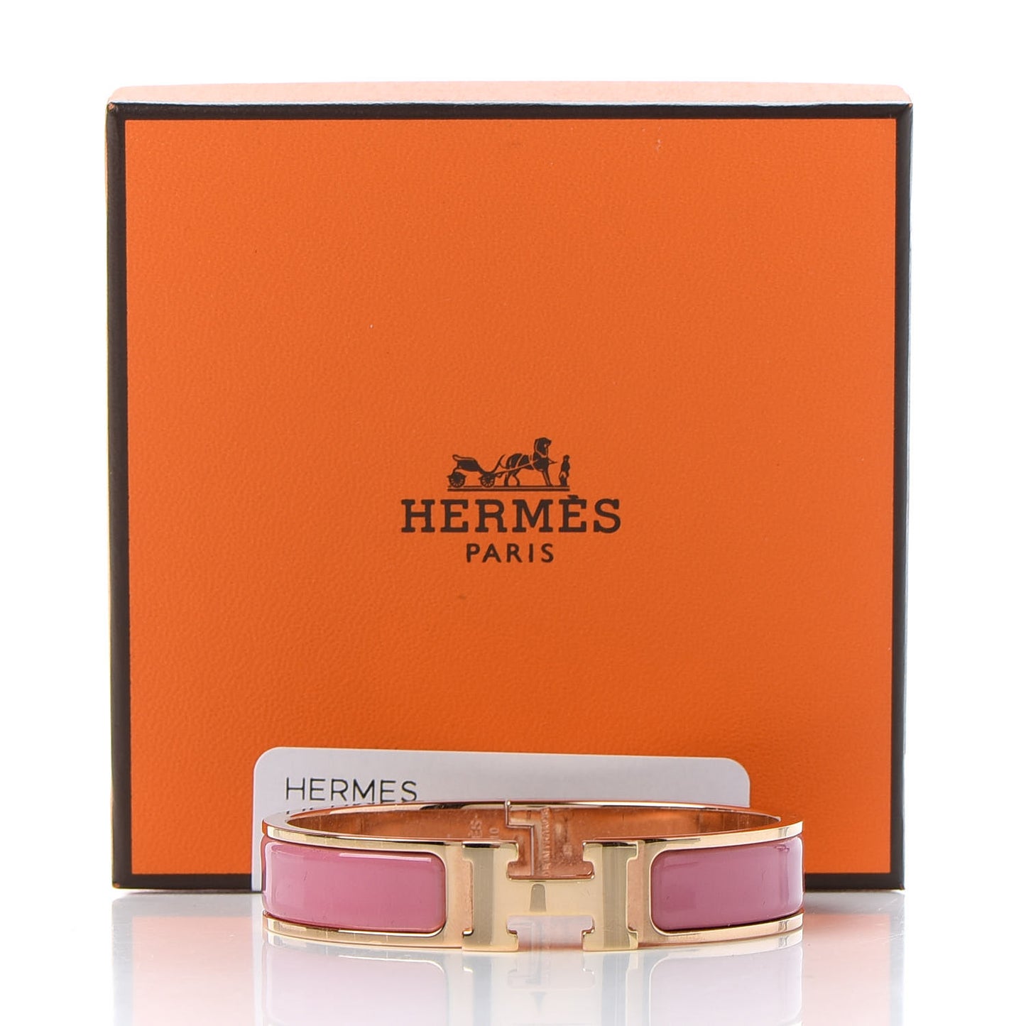 Enamel Narrow Clic Clac H Bracelet PM Rose Velours