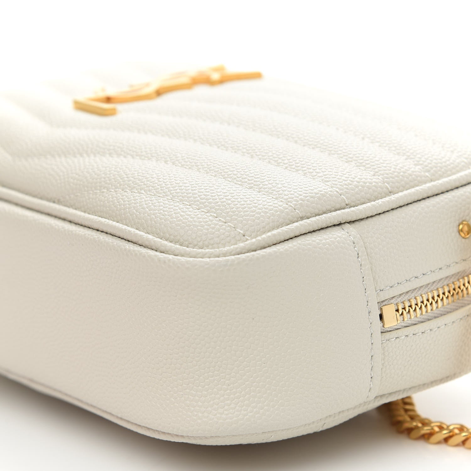 Saint Laurent Grain De Poudre Matelasse Monogram Mini Lou Camera Bag Crema Soft 9 of 9