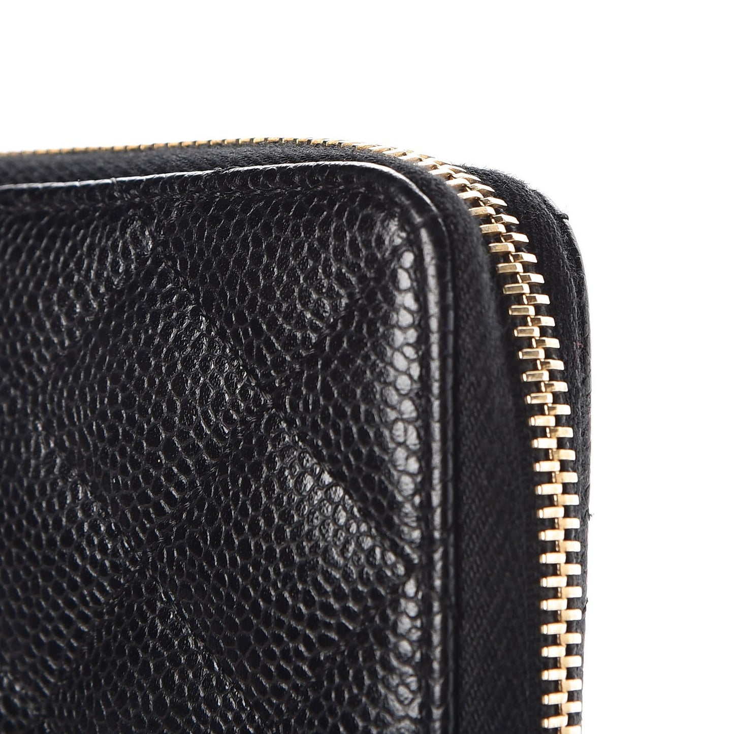 Caviar Quilted Large Zip Around Organizer Wallet Black