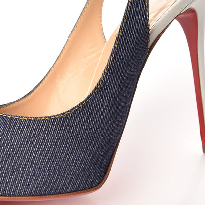 Christian Louboutin Denim Private Number 120 Pumps 36.5 Blue White 13 of 14