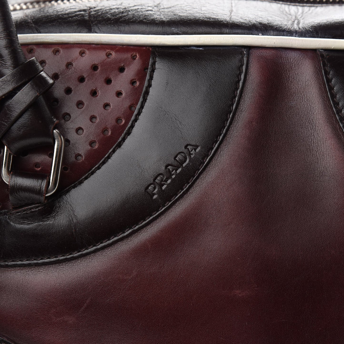 Vitello Drive Perforated Bowling Bag Brown