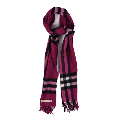 Burberry Cashmere Giant Check Fringe Scarf Pink 1 of 3