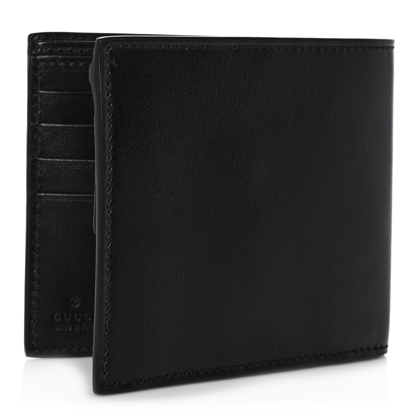 Plutone Calfskin Logo Bi-Fold Wallet Black