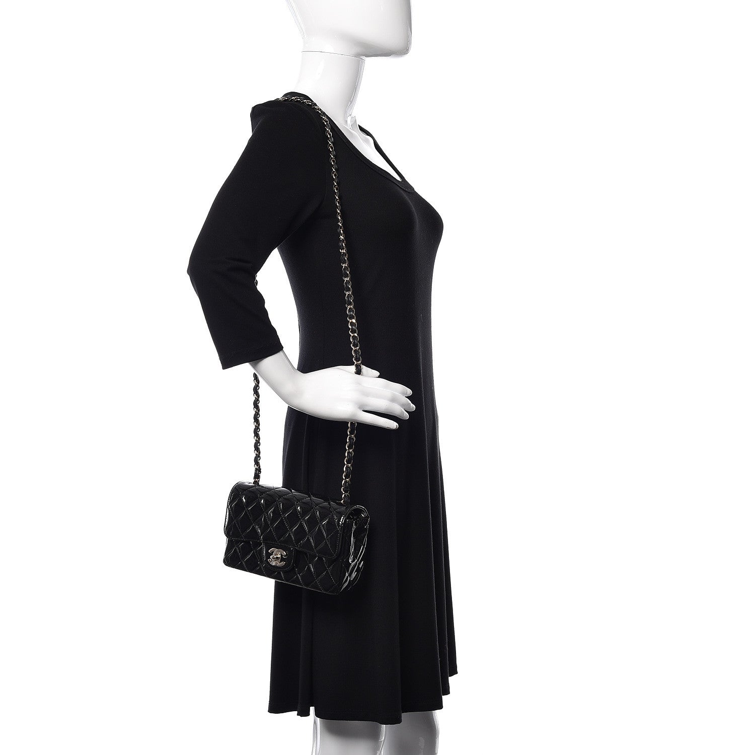 Chanel Patent Calfskin Quilted Mini Rectangular Flap Black 2 of 11