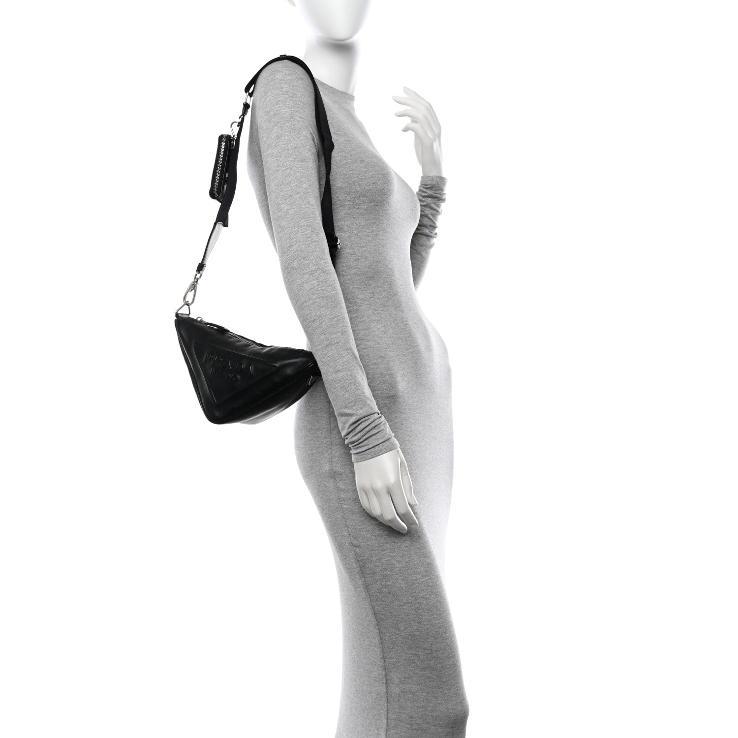 Prada Grace Lux Triangle Shoulder Bag Black 2 of 12